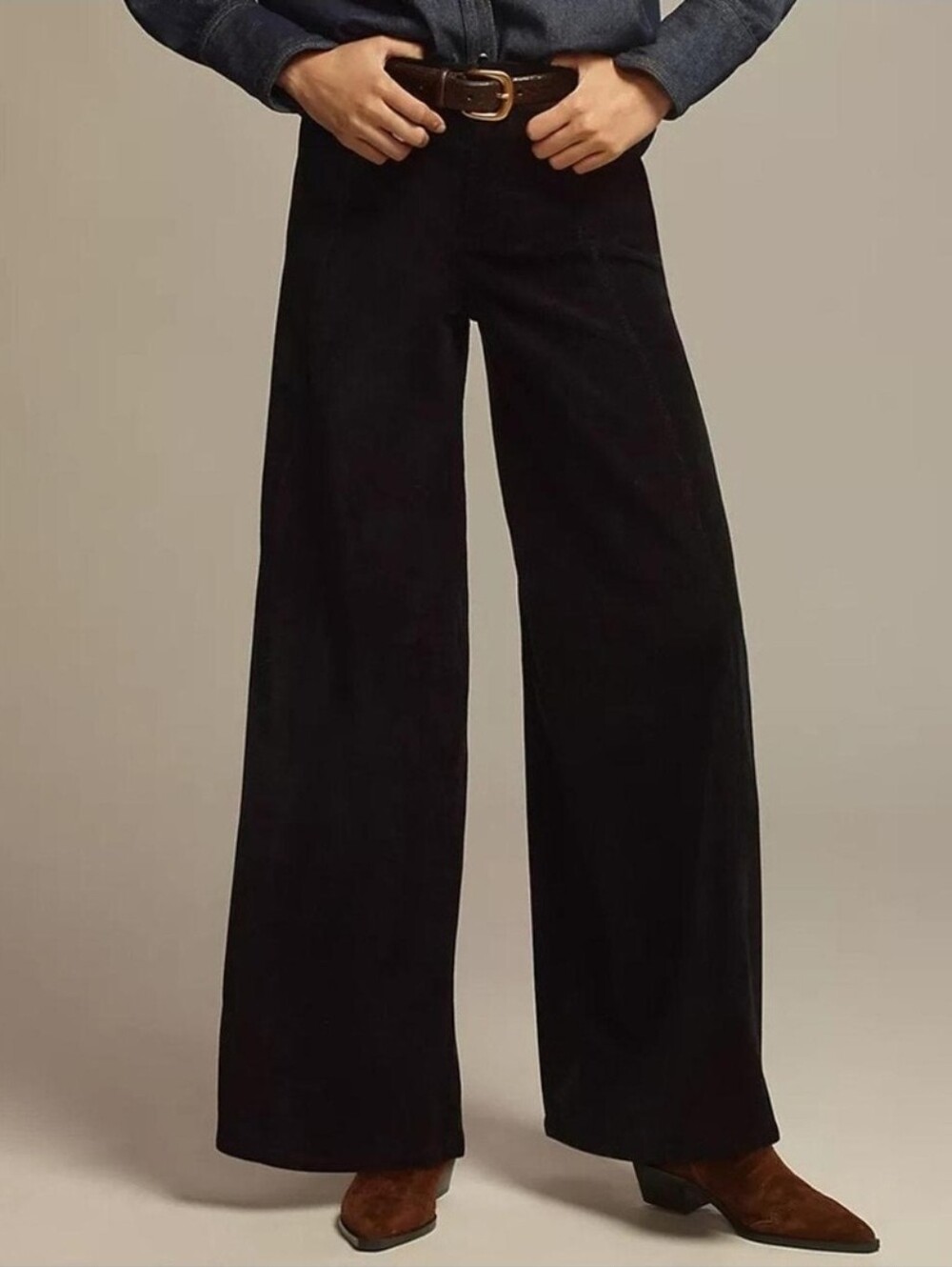 Anthropologie Dark Charcoal Corduroy Trousers